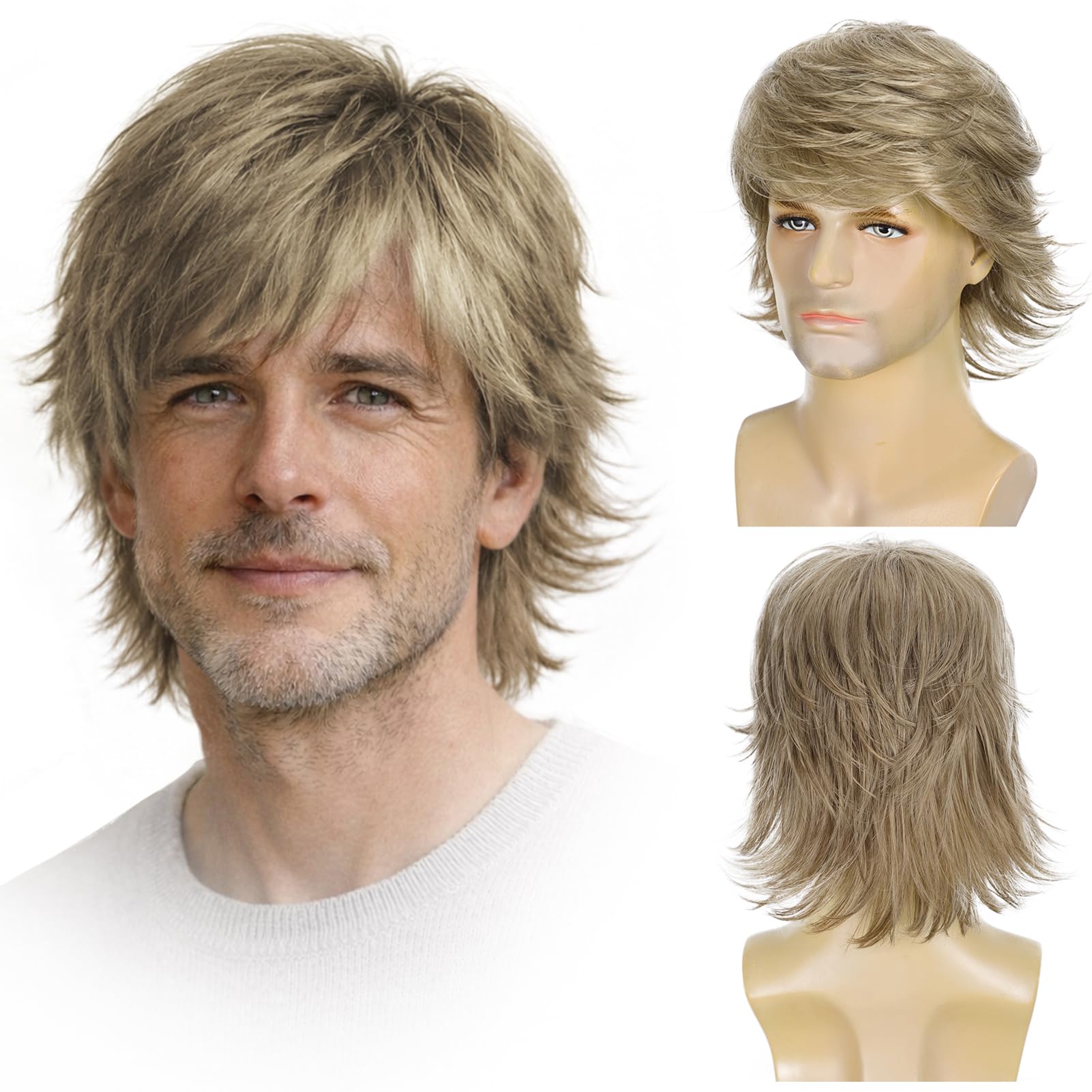 Amazon.co.jp: Aokiya Dirty Blonde ウィッグ 男性用 ショート